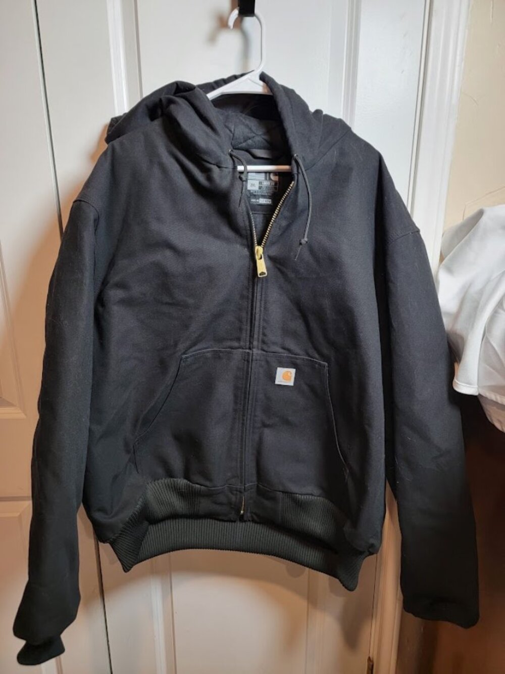 Carhartt J140 Men's 2XL Black Duck Canvas Hooded Active Jacket USA Made Quilted